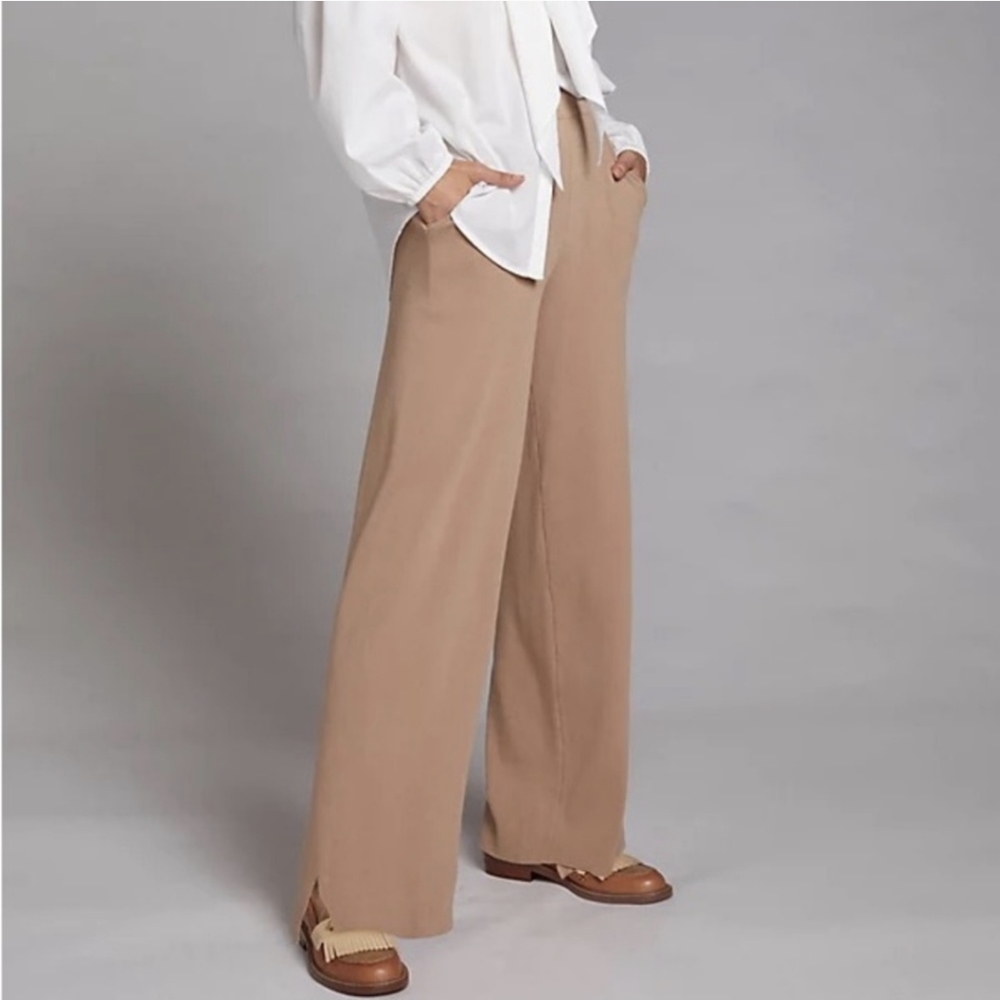 Anthropologie Flat White Knit Trousers Sm
